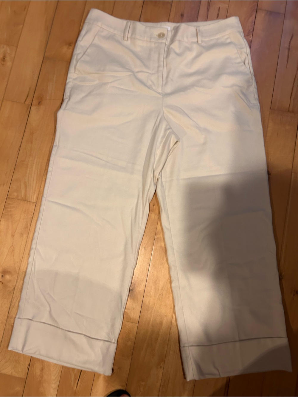 LOFT Cream Wide-Leg Women's Cropped Trousers